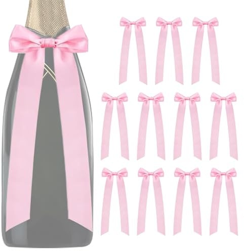 Wine Glass Ribbon Bows - Self Adhesive Bowknot for Candle Holder | Pre-Tied Bowknot Adhesive Party Supplies for Dinner Present Wrapping Date Night Birthday