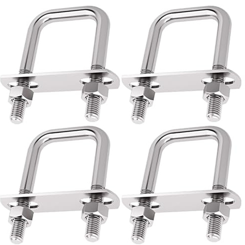 YUTOU 4 Stück Bügelschraube M6x30x95mm Vierkant U Bolzen Quadratische Bügelbolzen 304 Edelstahl U-Bolts mit Muttern Rahmenplatte und Unterlegscheiben für Zaunpfosten, Rohr Befestigung