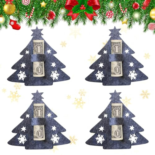 Weihnachtsbaum Filz Geldgeschenke Set Filz Geldgeschenk Weihnachten Deko Geschenke Verpackung Schokolade Geld Gutscheine Verpackung Geschenkideen für Kinder Famile Freund Kollegen (Grau,4er)