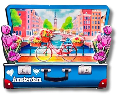 City Amsterdam 131201 - Imán para nevera en 3D de poli (hecho a mano), diseño de Ámsterdam