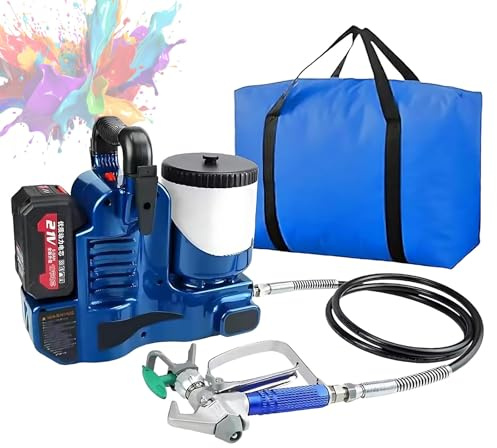 Pistolet à Peinture sans, Pulvérisateur à Batterie, 1,1 L/Min, Pulvérisateur Acrylique et Huile, Portable pour Murs et Clôtures avec 2 Batteries