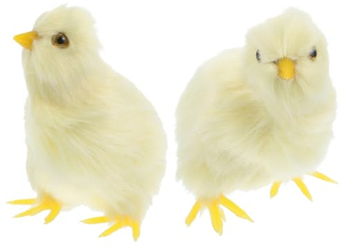 VICASKY 2 Stück Osterküken Plüschtiere Lebensechte Gelbe Küken Stofftiere Niedliche Osterdekoration für Wohnung Büro und Ostergeschenk