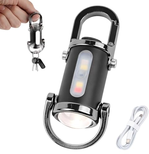 Porte-clés lampe torche LED ultra-puissant (1200 lm) - Rechargeable USB-C, étanche, 6 modes, batterie amovible avec fonction power bank, idéal pour camping et urgence.