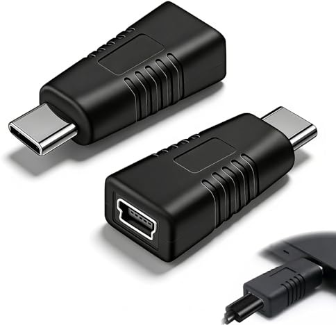 wilcractk 2 Stück Typ-C Stecker auf Mini USB Buchse Adapter Unterstützung Ladenadapter Datensynchronisationsstecker Konverter für Digitalkamera, Handy, Tablet, MP3-Player, GPS, Headset