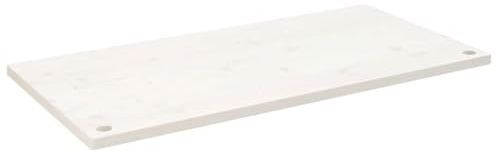 Vorpalize Schreibtischplatte Weiß 100x50x2,5 cm, Massivholz Kiefer, mit 2 Kabellöchern, abgerundete Ecken, vielseitige Holzplatte für Büro und Zuhause