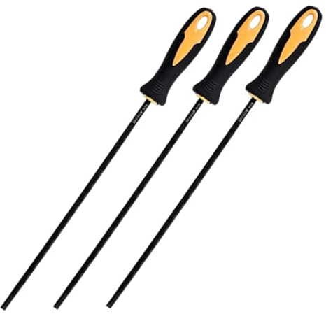 3Pcs Chainsaw File, 3.2mm(1/8-Inch) Steel Sharpening File Round Chainsaw Chain Sharpener with Plastic Handle for Chain Sharpening Grinding Files for