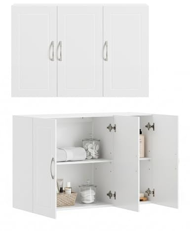 SoBuy Meuble Haut Cuisine avec 3 Portes & Étagères Réglables MDF Blanc | Placard Cuisine Mural Armoire Murale Cuisine pour Épices, Meuble Suspendu Cuisine, Charge 36kg, 90x30x60cm, FRG231-L-W