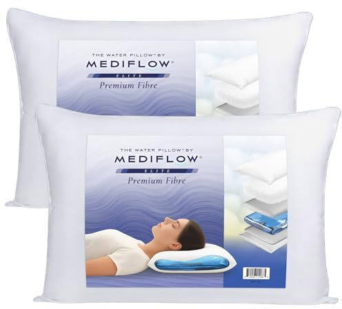 Mediflow Elite Collection Orthopädisches Wasserkissen aus Fasern, zur Linderung von Nackenschmerzen, verstellbar zum Schlafen, Doppelpack