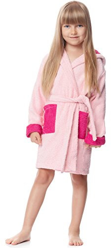 Ladeheid Kinder Frottee Bademantel aus 100% Baumwolle LA40-103 (Hellrosa/Fuchsia (P15/M12), 110-116)
