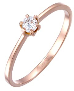Elli DIAMONDS Ring Damen Solitär Verlobung mit Diamant (0.11 ct.) in 750 Roségold