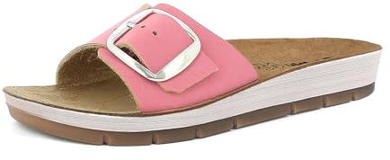 inblu Ciabatte Donna a Fascia con Maxi Fibbia e Plantare in Vera Pelle, dal 35 al 41, Sandali, Fucsia, 36 EU