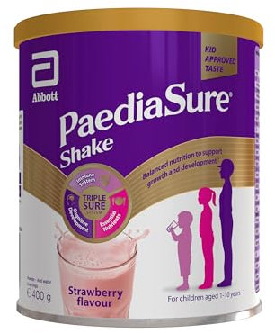 PaediaSure Shake, 400g, Strawberry Balanced Nutritional Supplement Drink, Multivitamin for Kids with Protein, Carbohydrates, Essential Fatty Acids and Minerals to Support Growth and Development