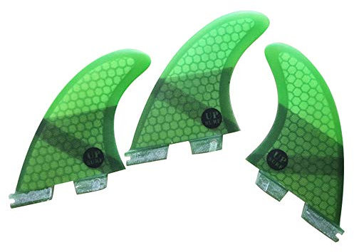 UPSURF Planche de Surf 3 Palmes Double Tabs 2 Fins M Rayon de Miel+Fibre de Verre pour Le Surf (Vert G5)