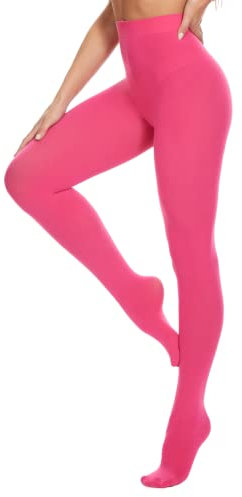 CozyWow Blickdicht Damen Strumpfhose Elastisch Semi Stützstrumpfhose in 25 Farben(Hot Pink,L-XL)