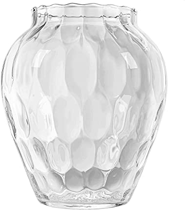KUBUS Glas-Blumenvase & Kerzenständer 19,5 cm, mundgeblasen, Blumenvase mit schönem Muster für Tulpen, Rosen, Tafelaufsätze, Hochzeit oder ein Geschenk