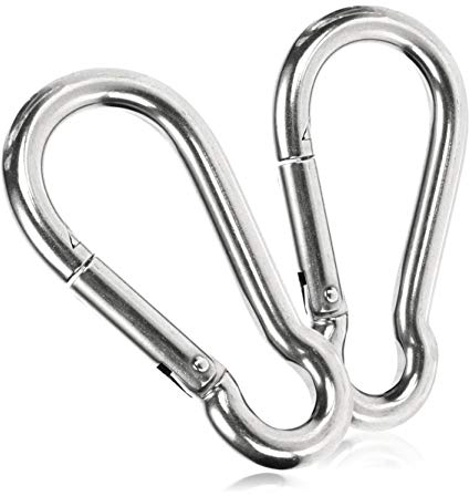 com-four® 2x Karabinerhaken - Premium Karabiner aus witterungsbeständigem Edelstahl 304 - Stahl-Haken mit 180 kg Tragkraft/WLL für Schlüsselanhänger, Garten, Haushalt, Handwerk - 100 x 10 mm