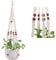 1x Premium Makramee Blumenampel 90cm Innen Außen Garten Blumentopf Halter Macrame Hängepflanzen Topf Balkondekoration Lounge Deco Blumen Ampel Balkon Wandbehang Boho Pflanzenhänger Pflanzenampel