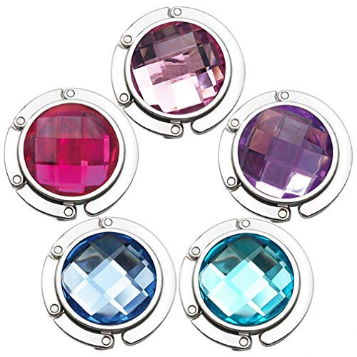 5Pcs Mode Geldbörse Faltbarer Haken Anti-Rutsch Tragbare Faltbare Handtasche Tisch Kleiderbügel Halter Tasche Aufbewahrungsdekor Geschenk für Frauen Mädchen
