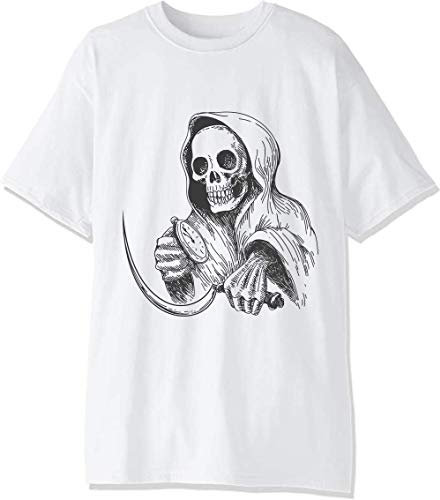 A Death x Skull with Clock and Machete Graphic T-shirt da uomo. bianco XL
