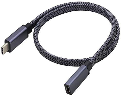 AAOTOKK Braided USB C to USB C 3.1 Gen 2 Cable Flat Short USB 3.1 Type C Male to Female Extender Cable Fast Charging Compatible for Google Pixel 3XL,Samsung Galaxy Note 10 S20,MacBook(0.5M-M/F)