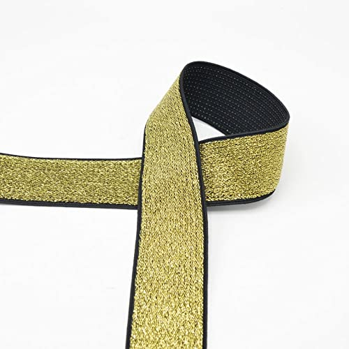 Gummiband Glitzer 40 mm – elastisches Band in 11 Farben – Gummilitze für Kleidung, Accessoires, DIY & Nähen – hochwertig & vielseitig einsetzbar (gold)