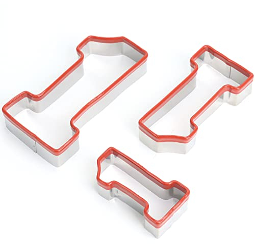COOKIEQUE Lot de 2 emporte-pièces en forme de chiffre 1/# 1, 10,2 cm et 8,9 cm, design unique avec protection en PVC rouge