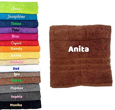 Pet-Jos Handtuch mit Namen Bestickt Duchtuch Geschenk Badetuch (50 x 100 cm)