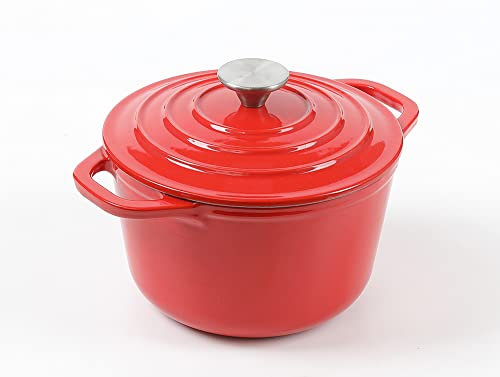 HAWOK Emaillierter Mini-Schmortopf aus Gusseisen, Durchmesser 16,3 cm, Rot