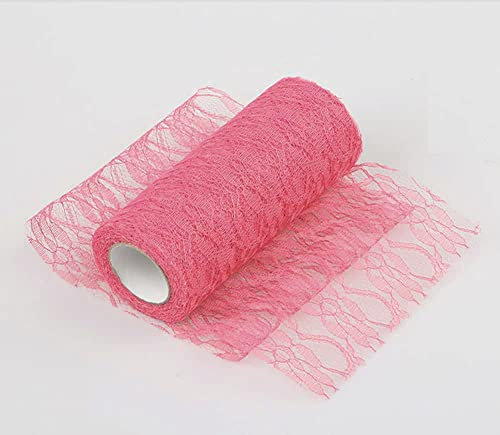 Chemin de Table en Dentelle pour la Cuisine,la Salle à Manger,la décoration de Table pour Mariage,l'anniversaire,la Communion,Noël,l'automne,la mariée et la Douche de bébé,Rose,Largeur 15 cm x 22 m