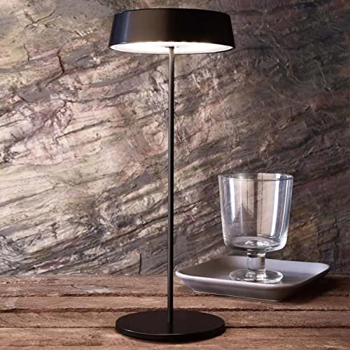 Pertrix LED Tischleuchte Schwarz, LED Tischlampe Akku, Moderne LED In- & Outdoor Tischlampe Balkon, dimmbare Lampe Bett, Tischbeleuchtung für Außenbereich, Tischlampe Metall, Tischleuchte ohne Kabel