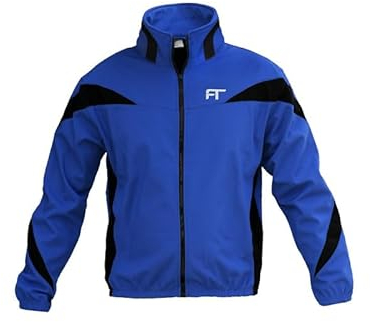 Fashion Track Softshell Fahrradjacke mit Winter Thermo Fleece Winddicht Langarm Fahrradmantel für MTB Radfahren Wandern Laufen Outdoor mit Gesäßtasche, blau / schwarz, S/M