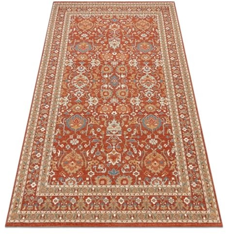 rugsx Wollteppich SOHO OSTA Kollektion 477.26.LA300, 100% Wolle, klassisch, Ornament, Rahmen, Oeko-TEX Zertifiziert, terrakotta/beige 80x160 cm