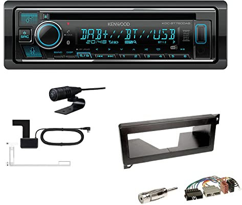 Kenwood KDC-BT760DAB 1-DIN Autoradio CD-Tuner mit Bluetooth Digitalradio DAB+ inkl. Einbauset passend für Chrysler Voyager 1996-2000 schwarz