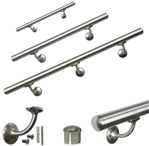 Parpyon® Corrimano a muro maniglia appoggio passamano in Acciaio INOX a parete Scale, Bagno, Doccia, Cucina, maniglione bagno - porta asciugamani 100% prodotto Italiano