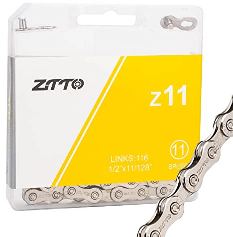 ZTTO Bike Chain 6/7/8/9/10/11/12 Speed Silver/Gold/Rainbow, Half Hollow/Full Hollow Lightweight Bicycle Chain with Quick Link 116/126 Link Universal (11 Speed Chain, Silver, 1)
