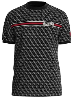 GUESS Jamey Herren-T-Shirt, Größe 4G, AOP, Beige Blanco, Größe XS