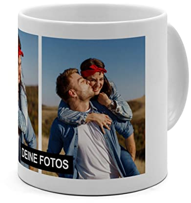 PhotoFancy® - XL Tasse 'Collage' - Personalisierte Fototasse mit eigenem Foto und Text - Große Tasse selbst gestalten - Jumbo-Becher XL 500 ml - Collage 2 Bilder