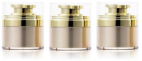 Voyyphixa 3Pcs 30ml Airless Moisturiser Dispenser Travel Vacuum Pump Jars Empty Refillable Travel Cream Bottle for Lotions, Creams, Makeup (Gold)