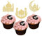Cupcake-Topper, Motiv: Eid Mubarak, Glitzerstern, Ramadan, Kareem, Cupcake-Pick, Mond, Stern, Eid, islamisch, muslimisch, Motto-Party, Kuchendekoration, Zubehör, Gold, 24 Stück