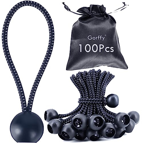 Gorffy Spanngummis mit Kugel 100 Stück, Latex Planenspanner mit Kugel 15cm, Zelt Gummispanner mit Kugel, Spanngummi mit Kugel für Banner, Plane, Pavillon und Zelt