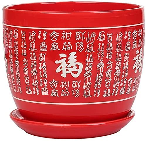 HWSY Zylinder-Pflanzgefäß für den Außenbereich, Garten-Bonsai-Töpfe, Garten-Blumentöpfe, große rote Pflanztöpfe im chinesischen Stil, Keramik-Sukkulenten-Pflanzgefäß, Blumentopf, Pflanzenbehälter,