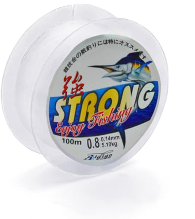 USTNIR Lenza da Pesca Resistente, Filo di Nylon per Pesca, Filo da Pesca Trasparente Monofilamento - 100m, 0,8 mm di Diametro