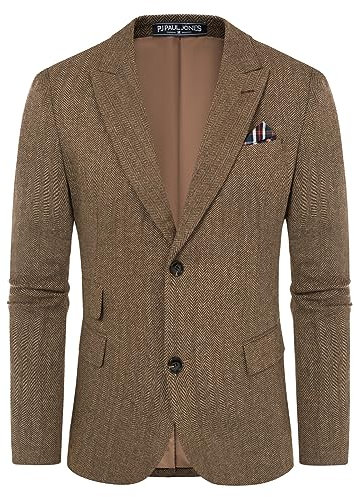 PJ PAUL JONES Herren Modern Freizeit Jackett Regular Fit British Blazer für Hochzeit Business (Braun, XL)