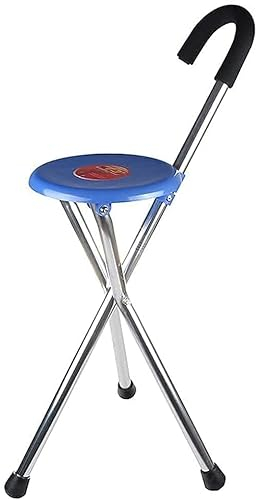 Dreibeiniger Hocker, Krücken, zusammenklappbarer Gehstock aus Aluminium, funktioneller Gehhilfe, blau 85 cm, Kletterer für ältere Menschen, Reisen Present