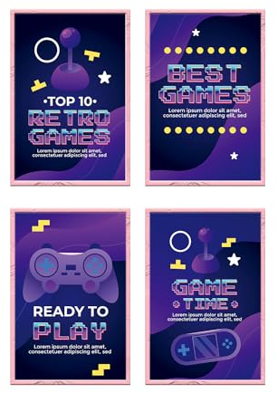 Pautdeer Modernes, minimalistisches E-Sport-Spiel-Poster-Set, 4-teiliges Leinwandgemälde für Spielzimmer, Wanddekoration im Schlafzimmer, E-Sport-Stil, Wandkunst-Posterdrucke (20,3 x 30,5 cm,