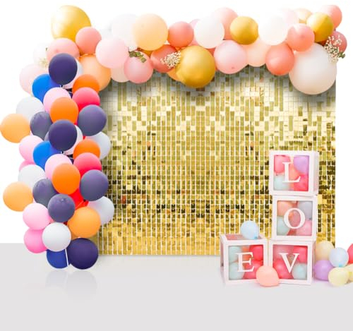 YFZYT Lot de 24 panneaux carrés à paillettes - Décoration murale - 30 x 30 cm - Paillettes - Accessoire de fête d'anniversaire - Mariage doré - Mur photo - Doré clair