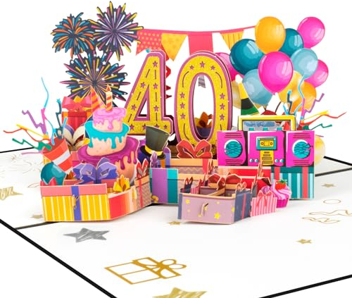 GREETING ART 40. Geburtstagskarte,3D Pop Up Karte Geburtstag Pop Up Grußkarten,Geburtstagskarten mit Umschlag,Geburtstagsgeschenk für Männer und Frauen zum Jubiläum