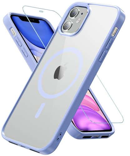 Kuaguozhe für iPhone 11 Hülle, Magnetisch Handyhülle iPhone 11 mit Panzer Schutz Glas, Kompatibel mit MagSafe, Rundumschutz Stoßfest Transparent Rückseite Schutzhülle für iPhone 11 6,1 Zoll (Hellblau)
