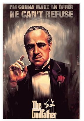 AMATWI Filmposter The Godfather, Leinwandposter, Schlafzimmer-Dekor, Sportlandschaft, Büro, Raumdekoration, Geschenk, ungerahmt, 60 x 90 cm