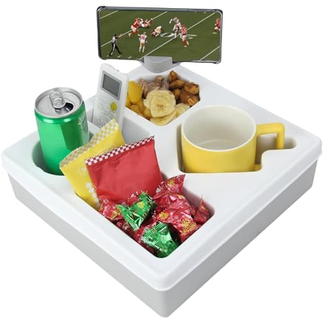 Generisch Couch-Organizer, Tablett mit Getränkehalter, Silikon-Sofa-Organizer, Weiß